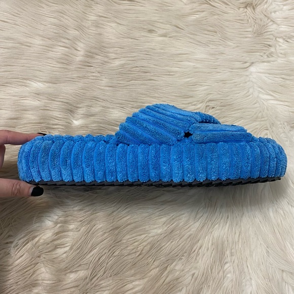Free People Blue Ribbed Terry Two Days In Ibiza Slides Slip On Sandals Slippers - Picture 5 of 10